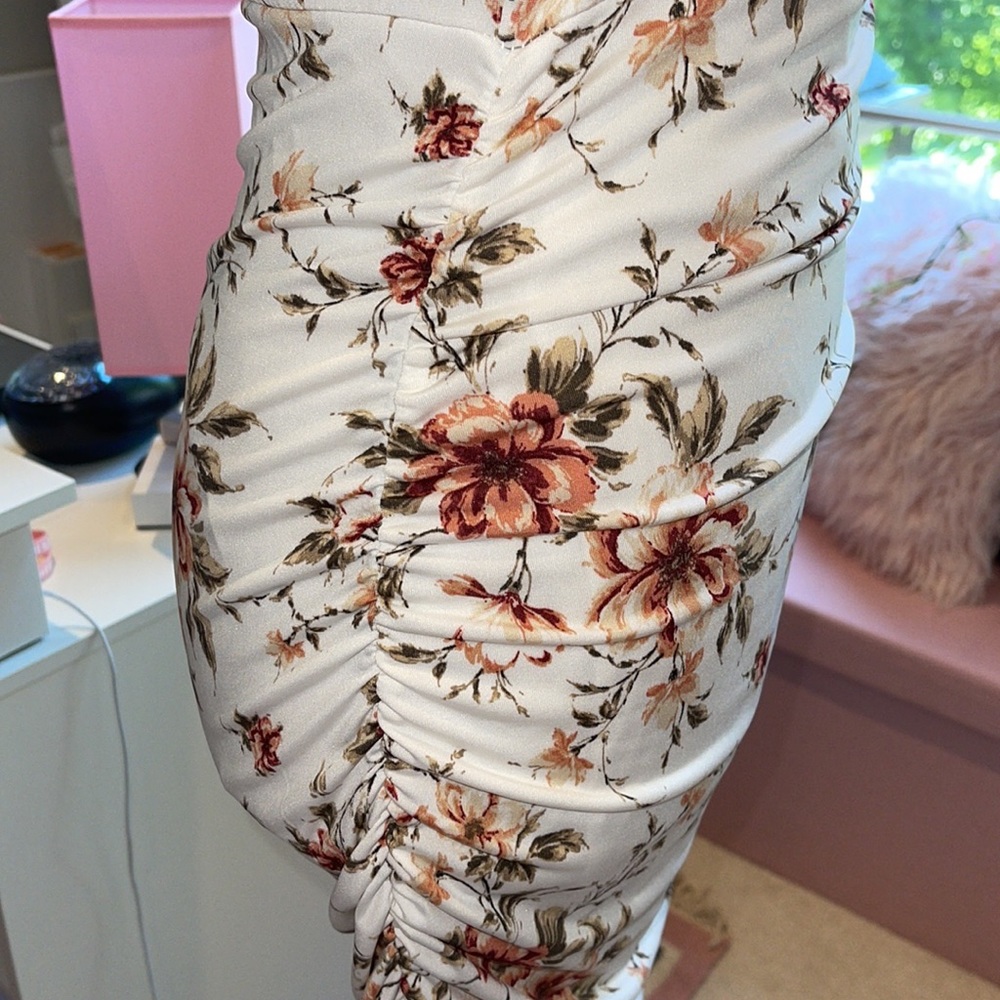 Ruched Flower Print Dress Designed by Windsor - Picture 5 of 12